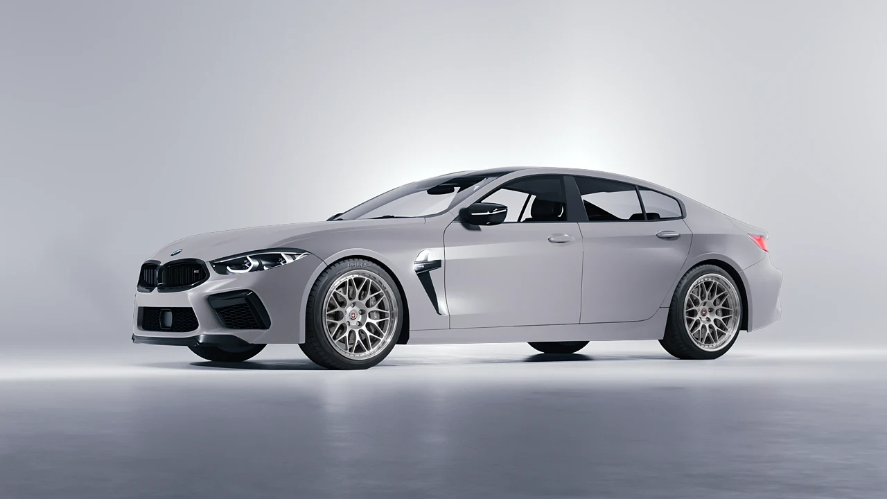 BMW M8 2022 on HRE Performance Wheels 300 forged wheels, front three-quarter view