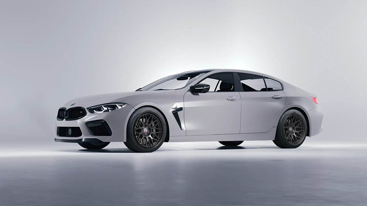 BMW M8 2022 on HRE Performance Wheels 300-GT forged wheels, front three-quarter view