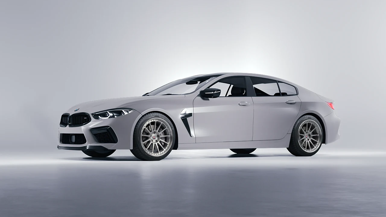 BMW M8 2022 on HRE Performance Wheels 303 forged wheels, front three-quarter view
