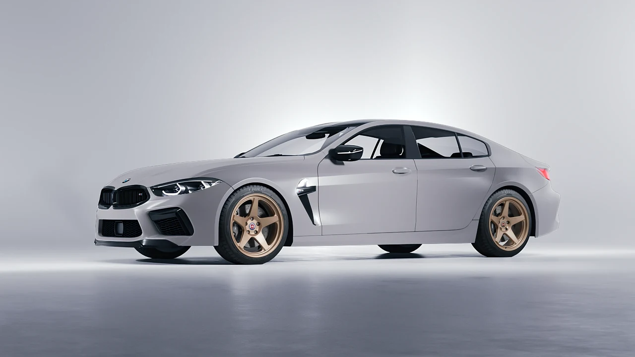 BMW M8 2022 on HRE Performance Wheels 305-GTS forged wheels, front three-quarter view