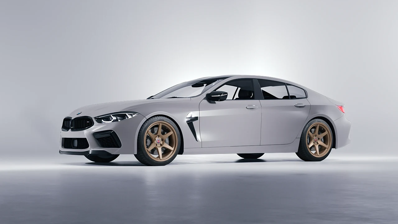 BMW M8 2022 on HRE Performance Wheels 306-GTS forged wheels, front three-quarter view