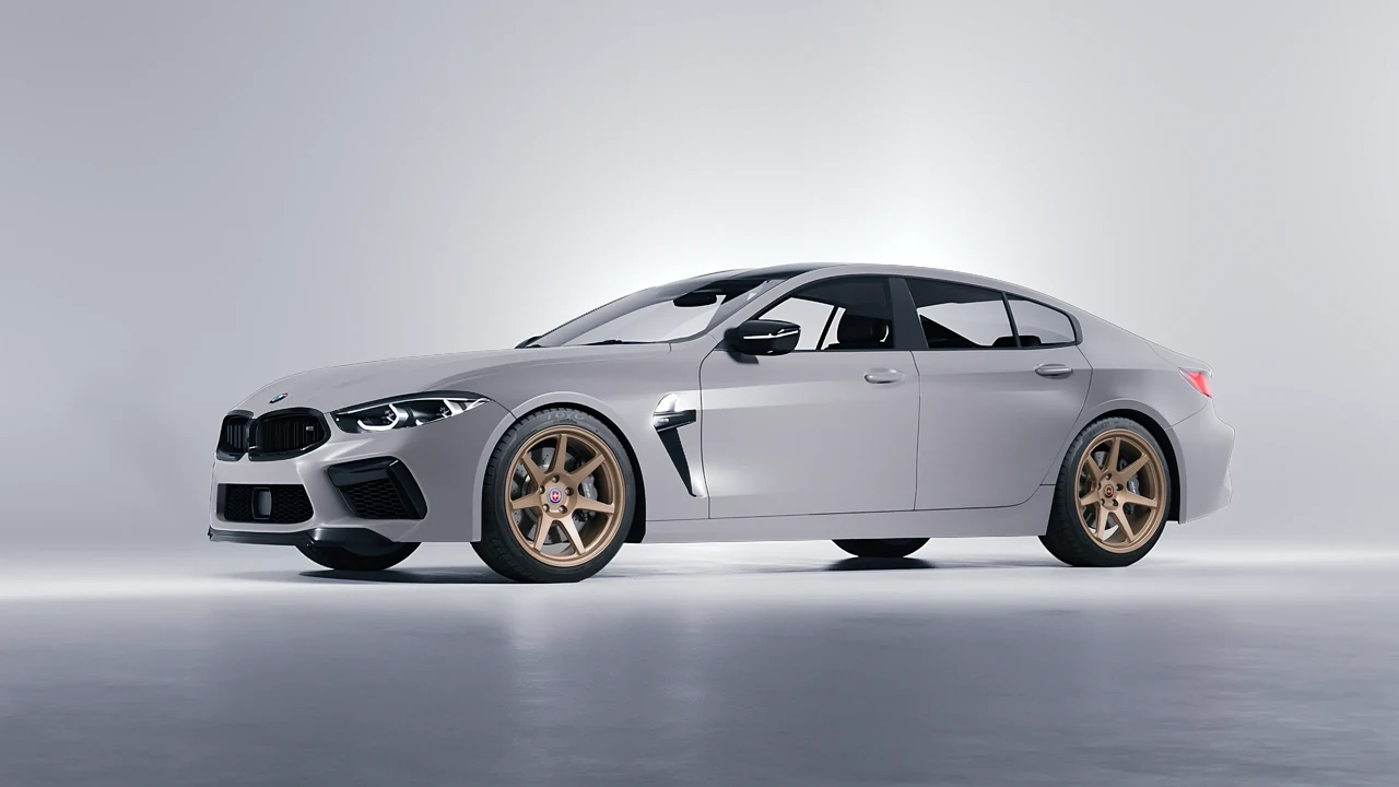 BMW M8 2022 on HRE Performance Wheels 307-GTS forged wheels, front three-quarter view
