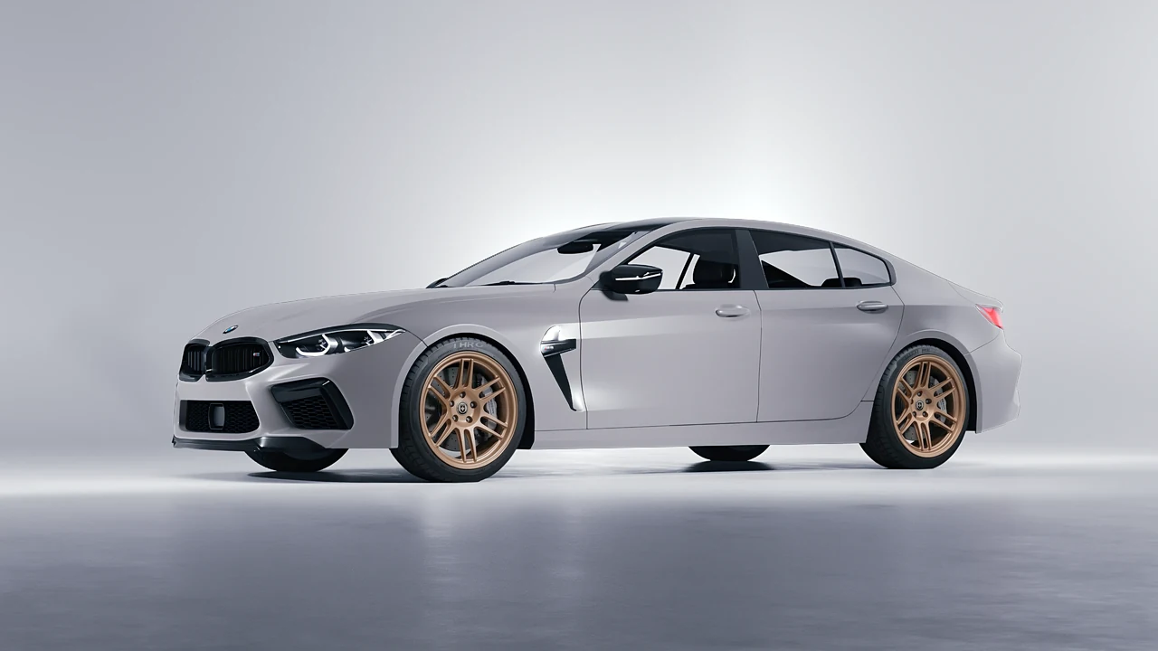 BMW M8 2022 on HRE Performance Wheels 312-GTS forged wheels, front three-quarter view