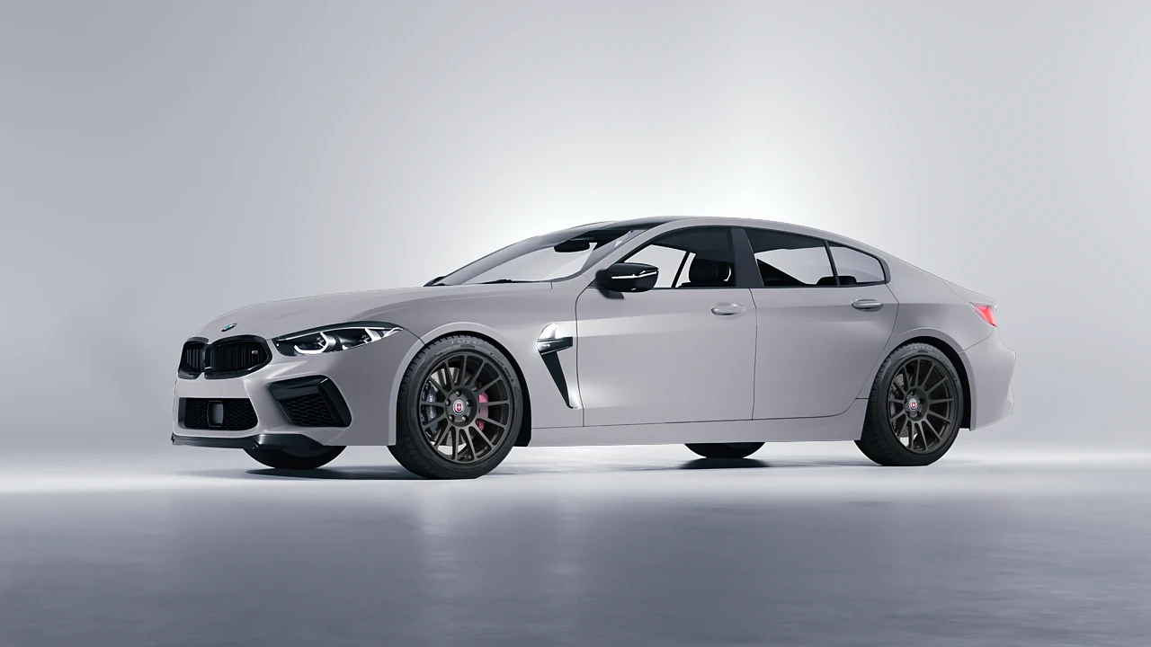 BMW M8 2022 on HRE Performance Wheels 313-GT forged wheels, front three-quarter view