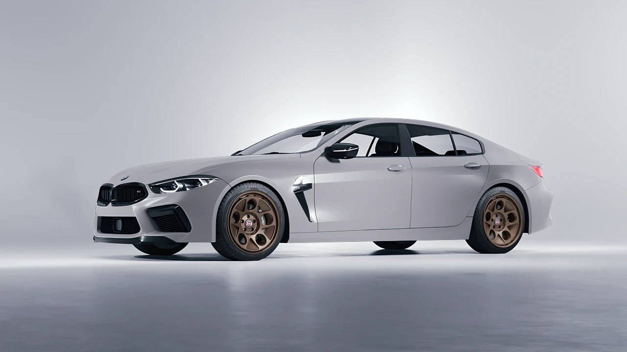 BMW M8 2022 on HRE Performance Wheels 454-GTM forged wheels, front three-quarter view