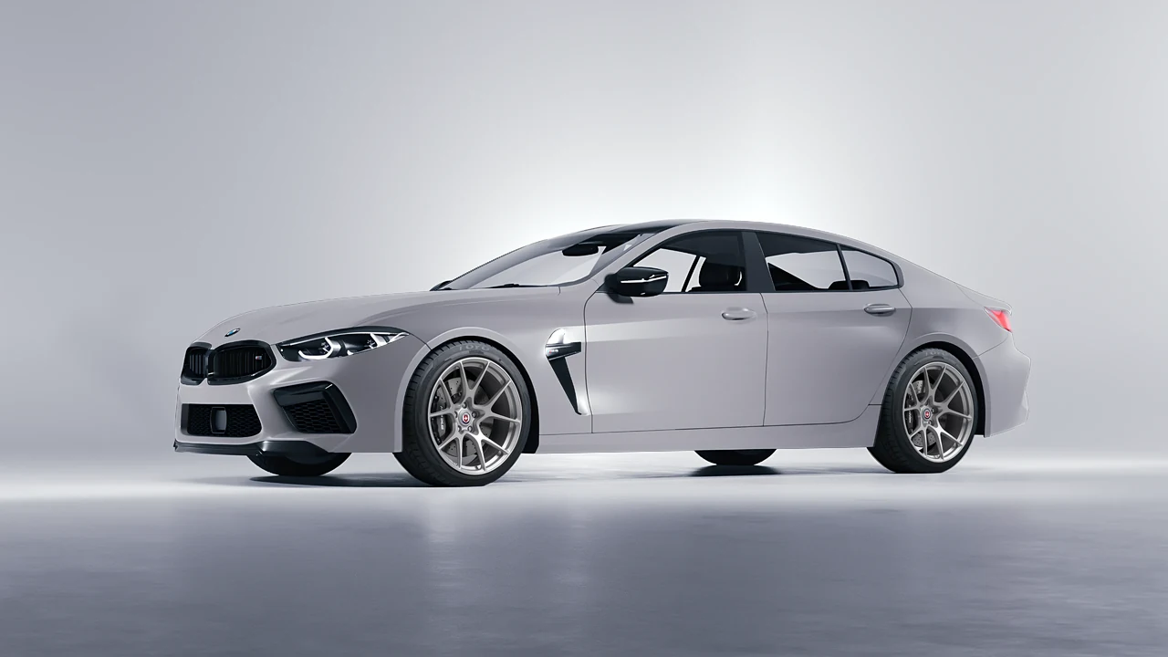 BMW M8 2022 on HRE Performance Wheels 521M forged wheels, front three-quarter view