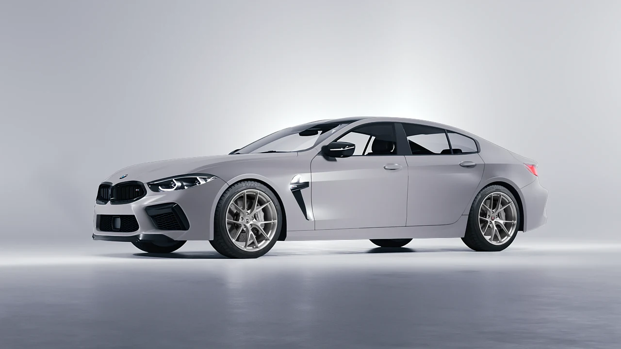 BMW M8 2022 on HRE Performance Wheels P101 forged wheels, front three-quarter view