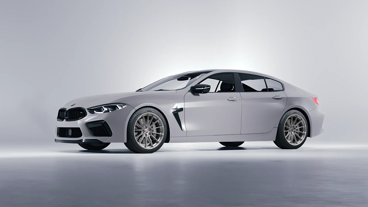 BMW M8 2022 on HRE Performance Wheels P103SC forged wheels, front three-quarter view