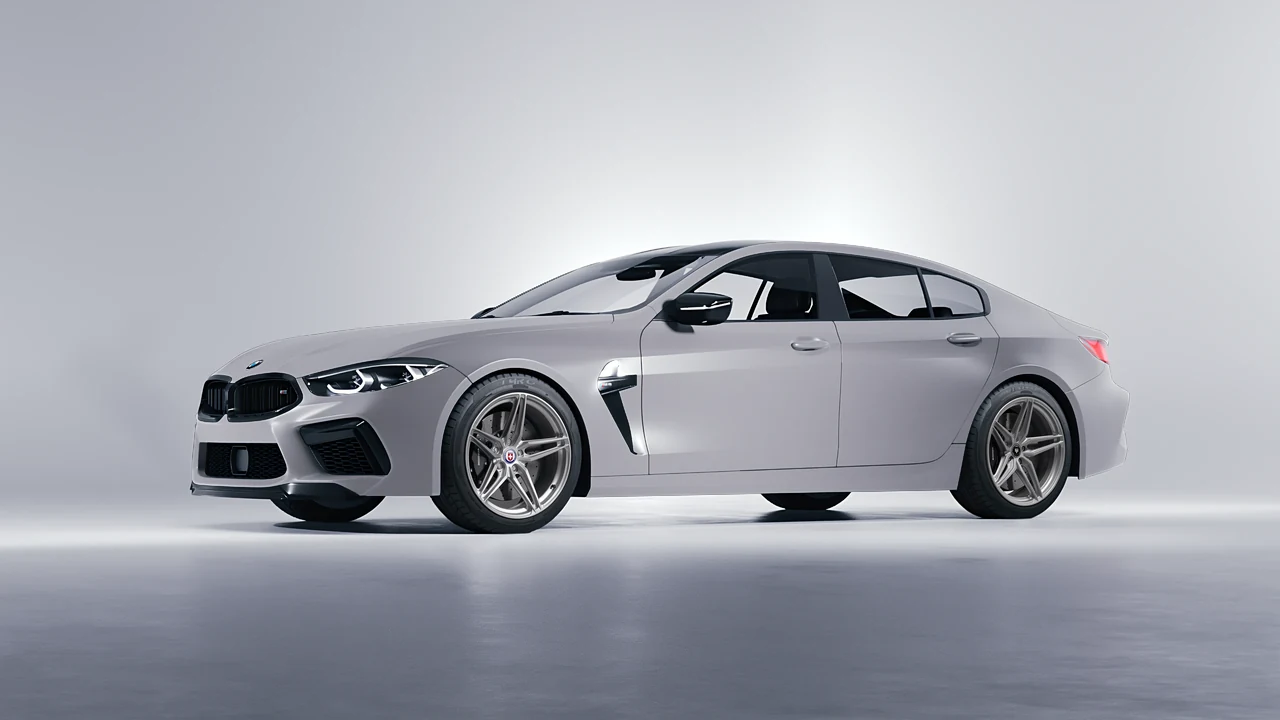 BMW M8 2022 on HRE Performance Wheels P107SC forged wheels, front three-quarter view