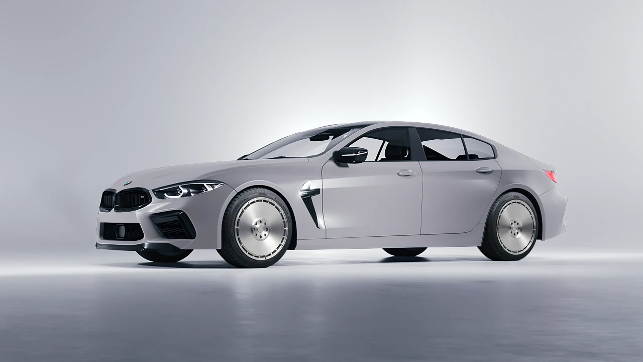 BMW M8 2022 on RDB LA Zero forged wheels, front three-quarter view