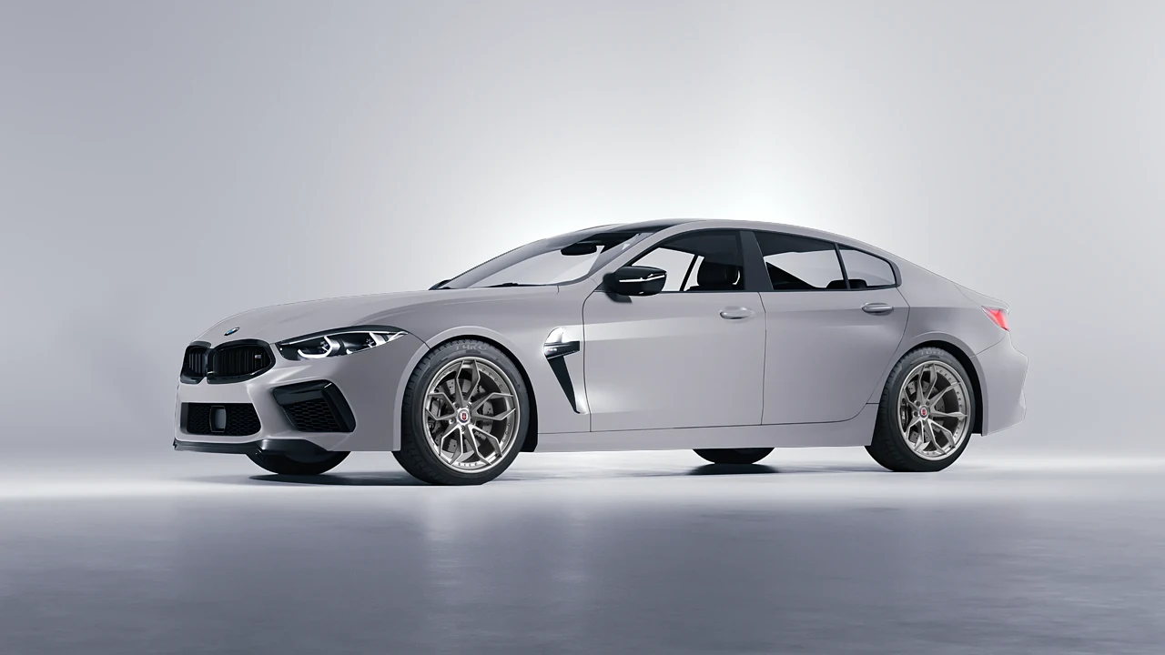 BMW M8 2022 on HRE Performance Wheels S201 forged wheels, front three-quarter view