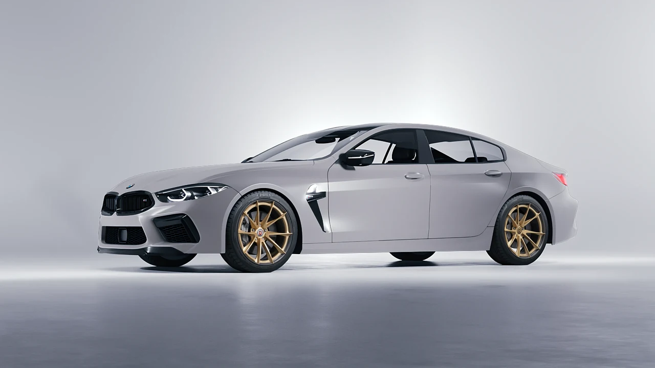 BMW M8 2022 on HRE Performance Wheels S204H forged wheels, front three-quarter view