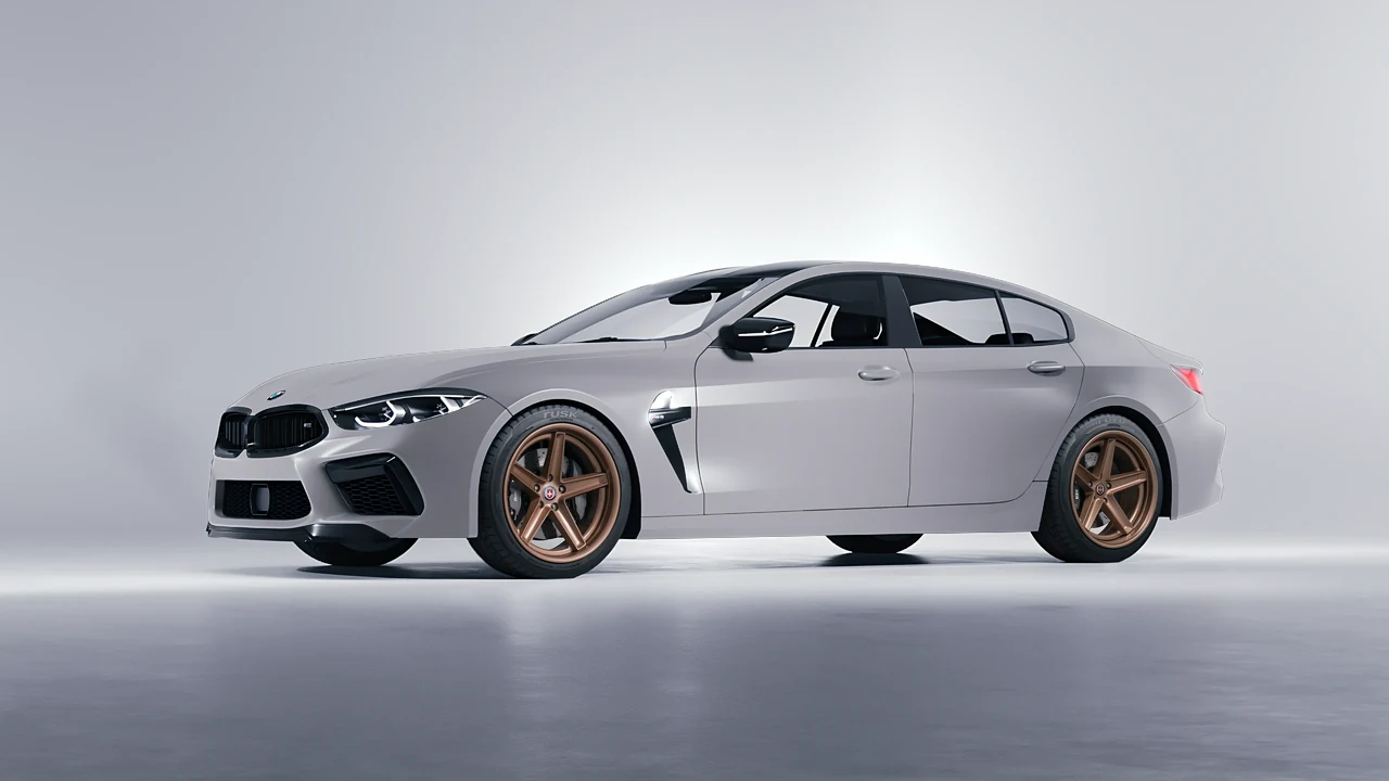 BMW M8 2022 on HRE Performance Wheels Tusk forged wheels, front three-quarter view