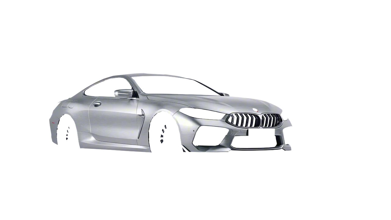 BMW M8 Competition 2020 wrapped in Brushed Aluminum (Avery Dennison SW900-812-X), front three-quarter view