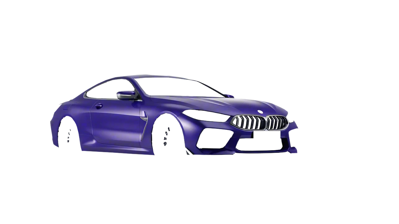 BMW M8 Competition 2020 wrapped in Purple (Avery Dennison SW900-587-D), front three-quarter view