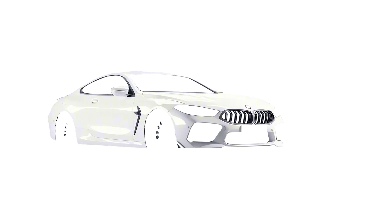 BMW M8 Competition 2020 wrapped in Gloss White (3M G10), front three-quarter view