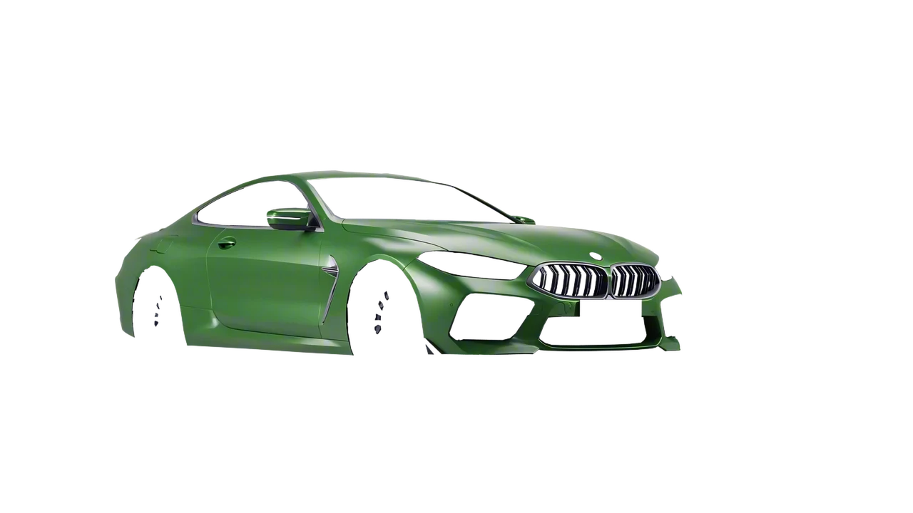 BMW M8 Competition 2020 wrapped in Apple Green (Avery Dennison SW900-745-M), front three-quarter view
