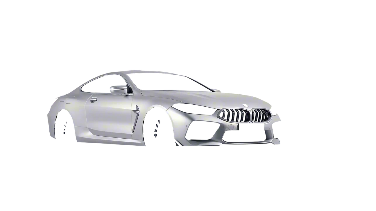 BMW M8 Competition 2020 wrapped in Matte Silver (3M M21), front three-quarter view