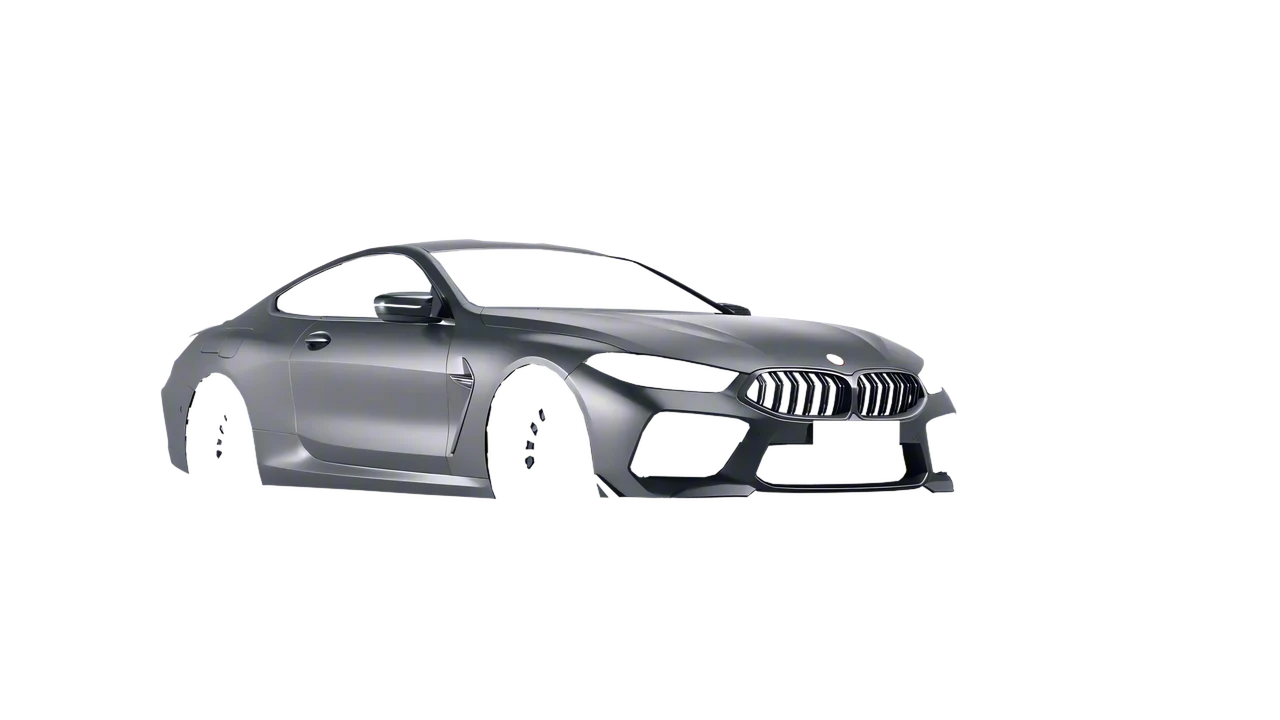 BMW M8 Competition 2020 wrapped in Black Rock Grey (Avery Dennison SW900-823-M), front three-quarter view