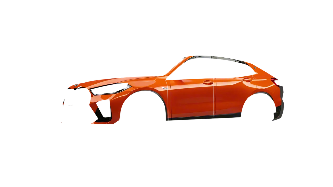 BMW X2 2024 wrapped in Fiery Orange (3M G364), front three-quarter view