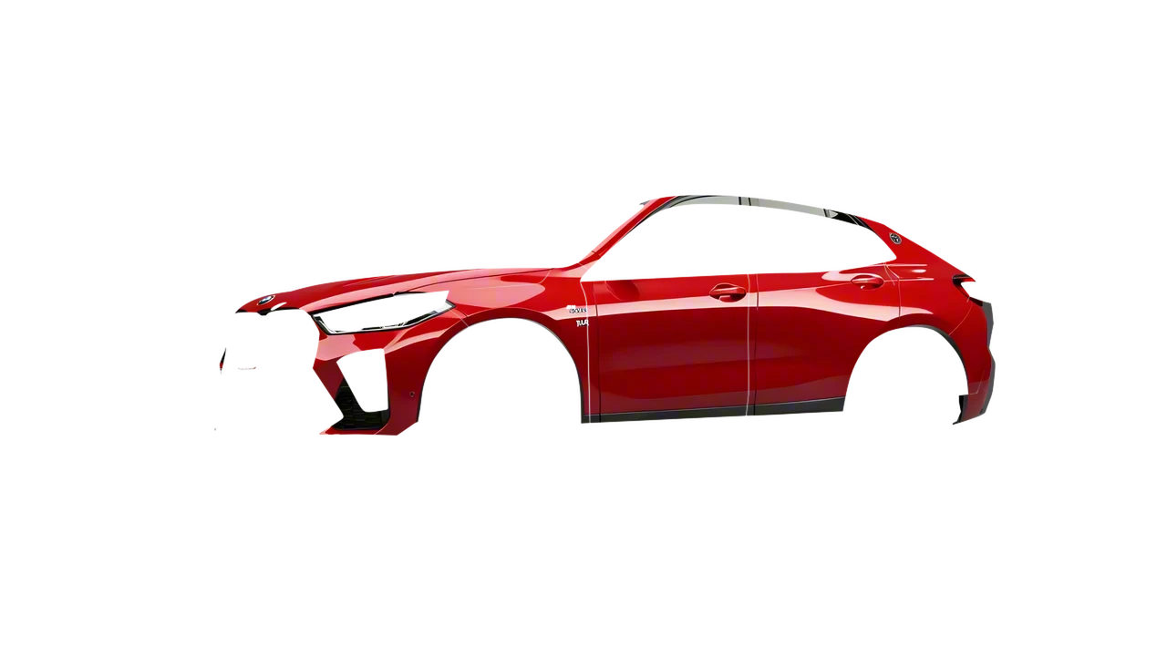 BMW X2 2024 wrapped in Hot Rod Red (3M G13), front three-quarter view