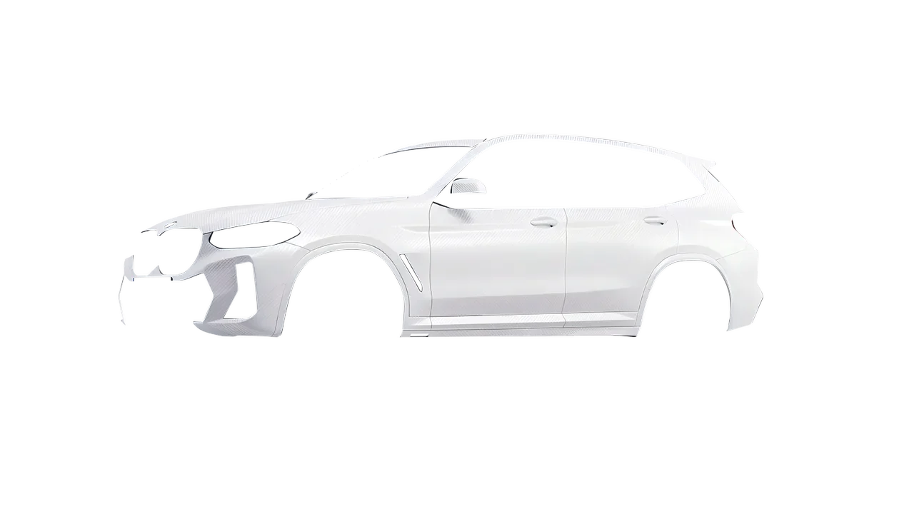 BMW X3 2022 wrapped in Carbon Fiber White (Avery Dennison SW900-115-X), front three-quarter view