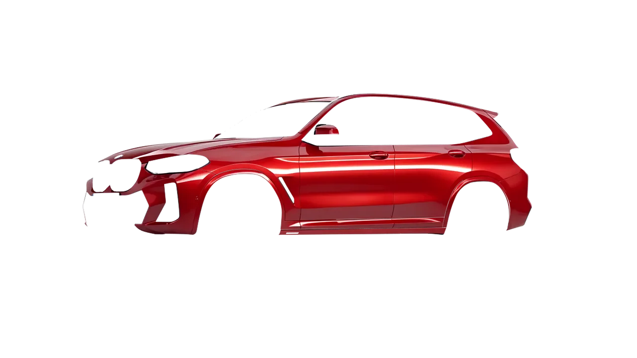 BMW X3 2022 wrapped in Hot Rod Red (3M G13), front three-quarter view
