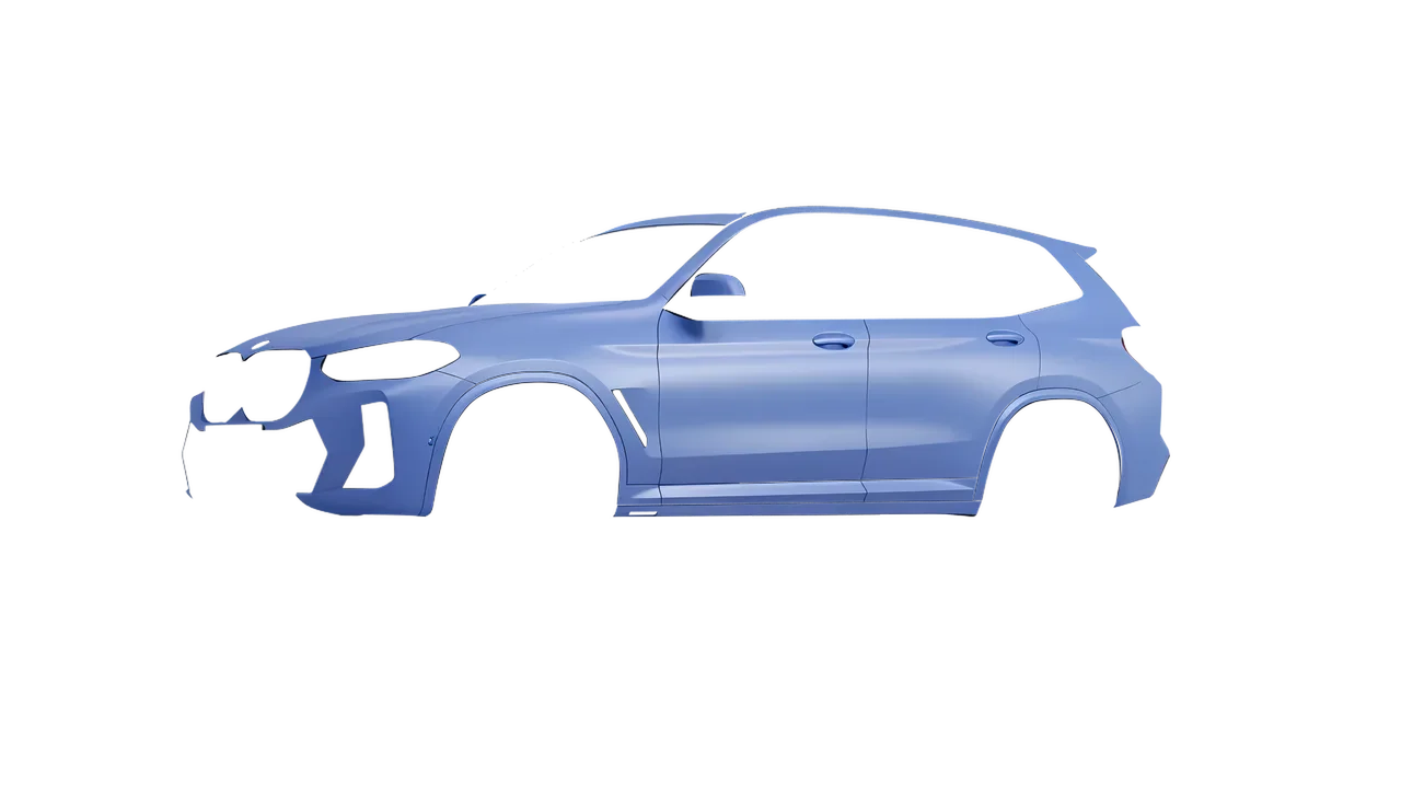 BMW X3 2022 wrapped in Dreamline Blue (Avery Dennison SW900-616-O), front three-quarter view