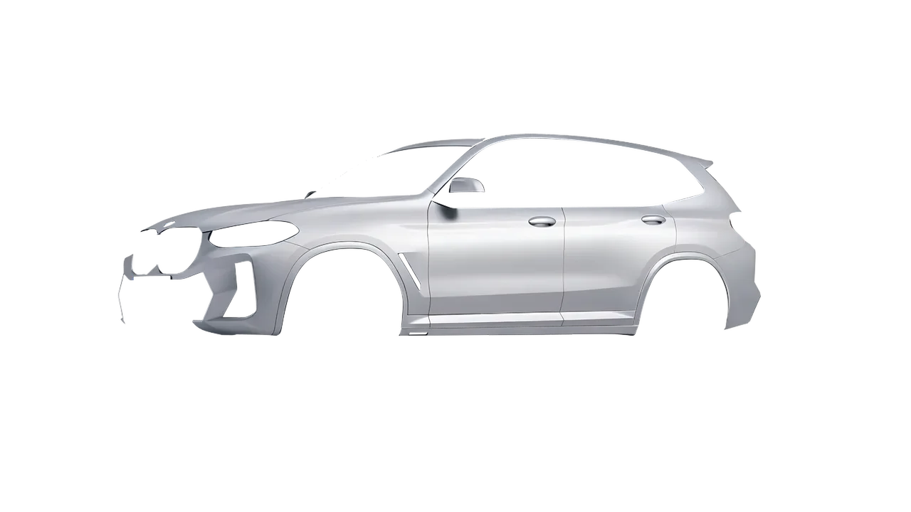 BMW X3 2022 wrapped in Matte Silver (3M M21), front three-quarter view