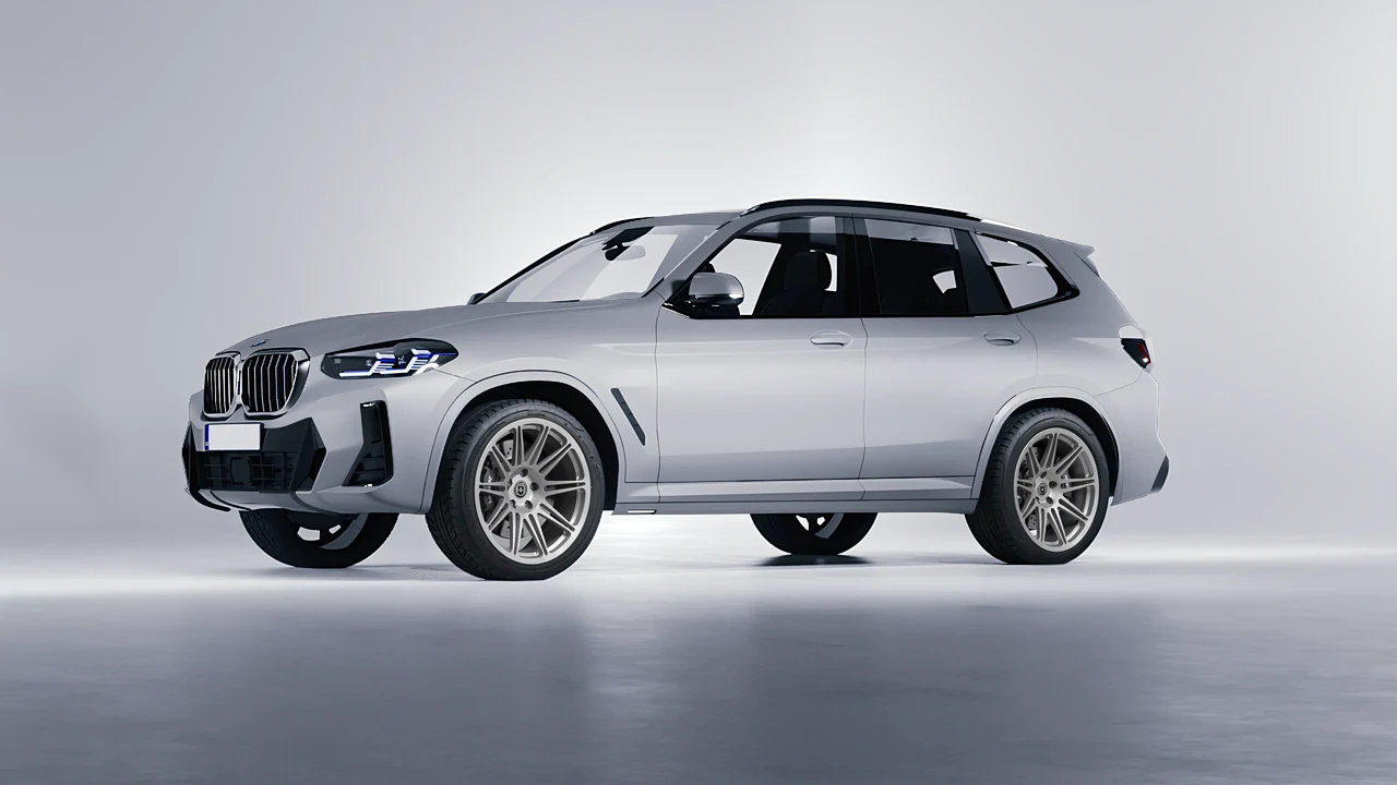 BMW X3 2022 on HRE Performance Wheels 301M forged wheels, front three-quarter view