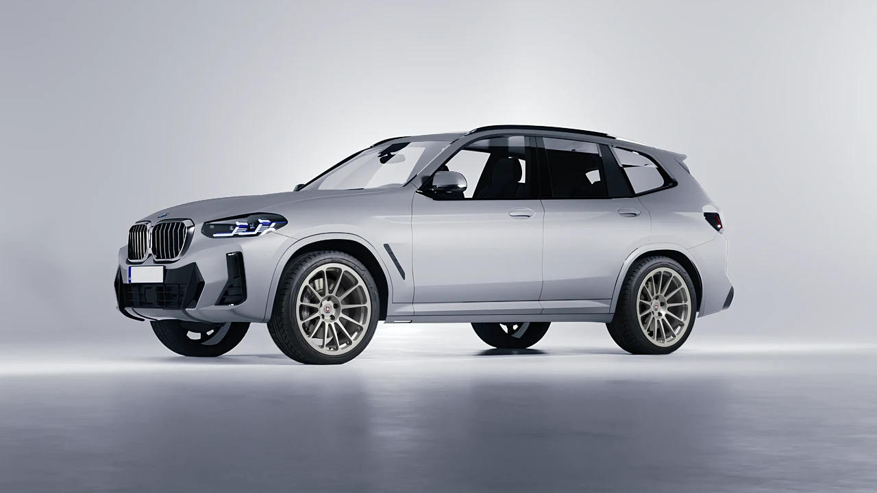 BMW X3 2022 on HRE Performance Wheels 303M forged wheels, front three-quarter view