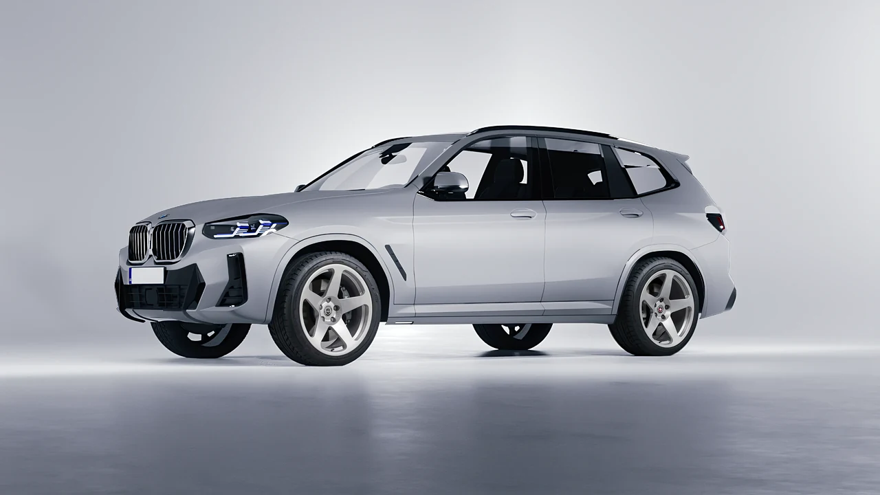 BMW X3 2022 on HRE Performance Wheels 305M forged wheels, front three-quarter view