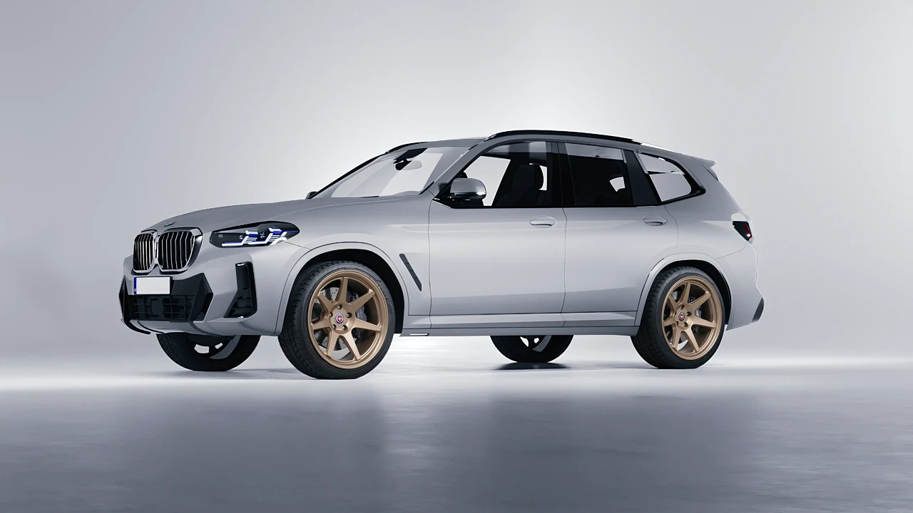 BMW X3 2022 on HRE Performance Wheels 307-GTS forged wheels, front three-quarter view