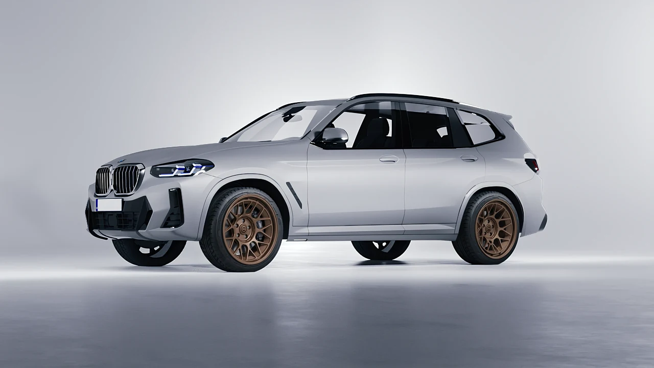 BMW X3 2022 on HRE Performance Wheels 500-GTM forged wheels, front three-quarter view