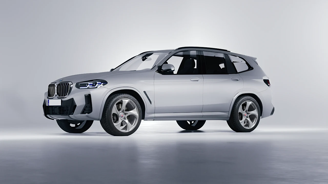 BMW X3 2022 on HRE Performance Wheels 522M forged wheels, front three-quarter view