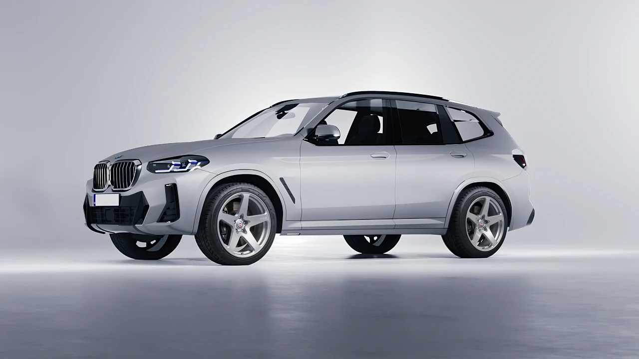 BMW X3 2022 on HRE Performance Wheels 527M forged wheels, front three-quarter view