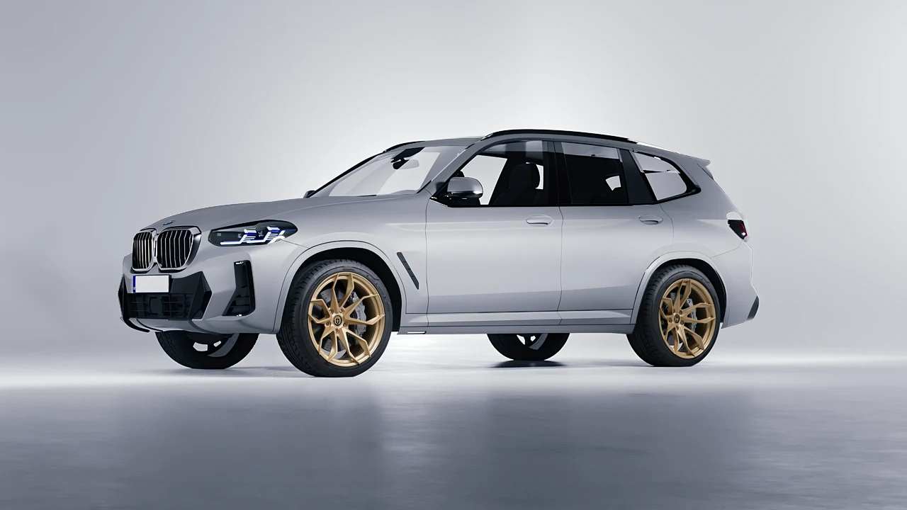 BMW X3 2022 on HRE Performance Wheels S201H forged wheels, front three-quarter view