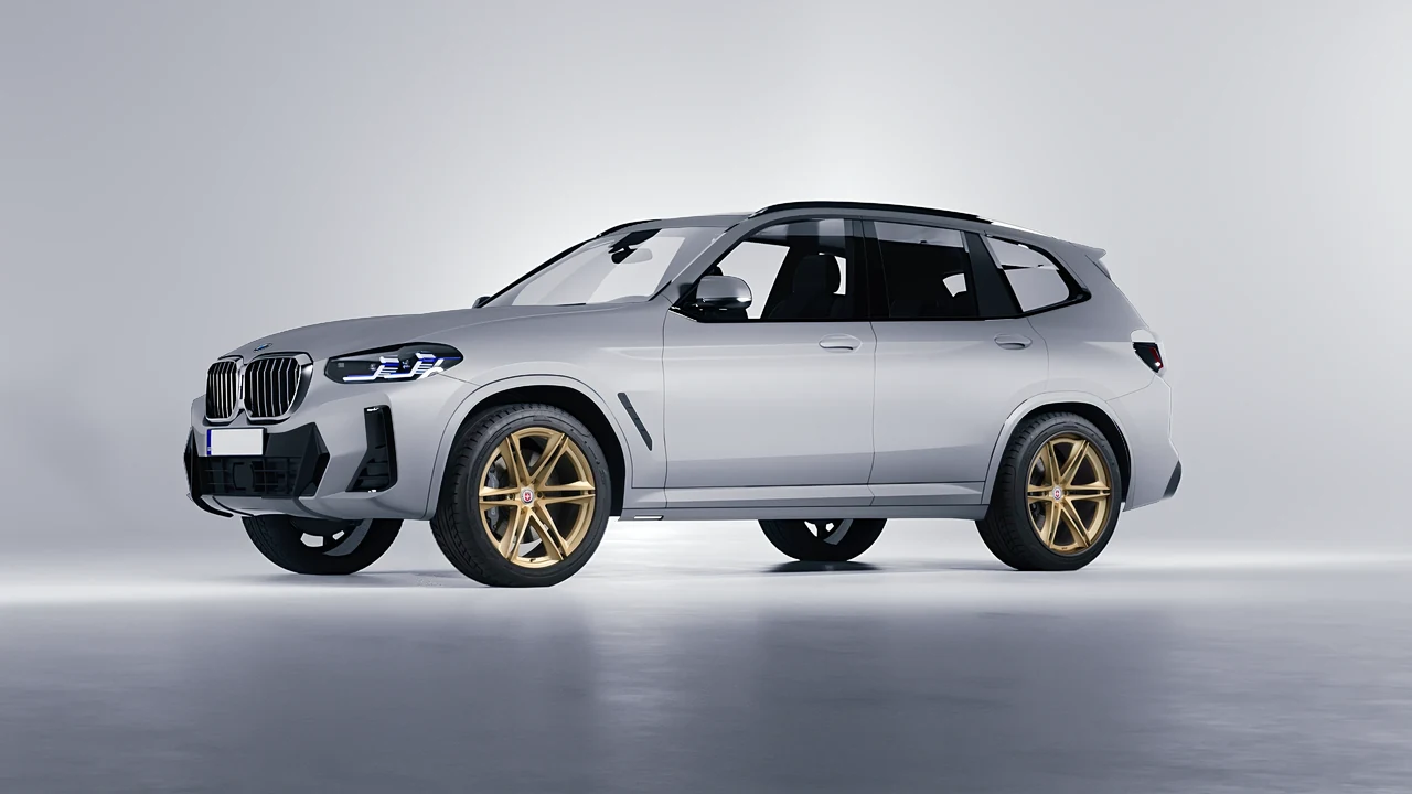 BMW X3 2022 on HRE Performance Wheels S267H forged wheels, front three-quarter view