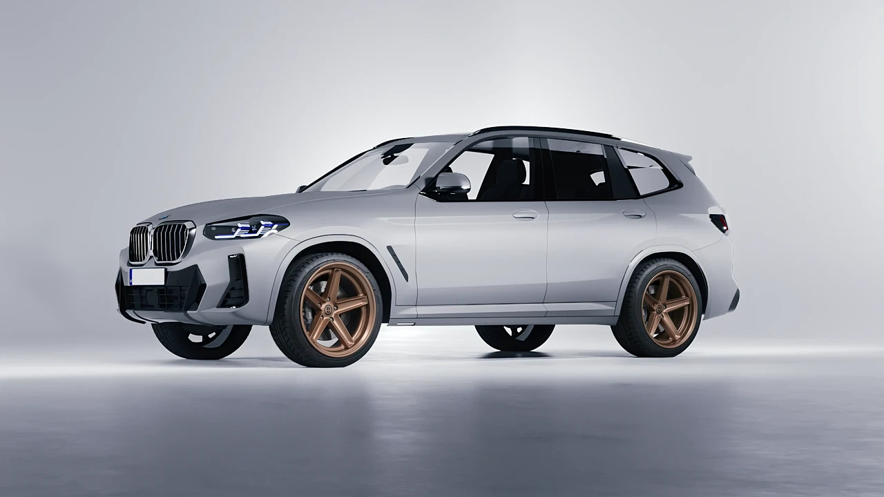 BMW X3 2022 on HRE Performance Wheels Tusk forged wheels, front three-quarter view