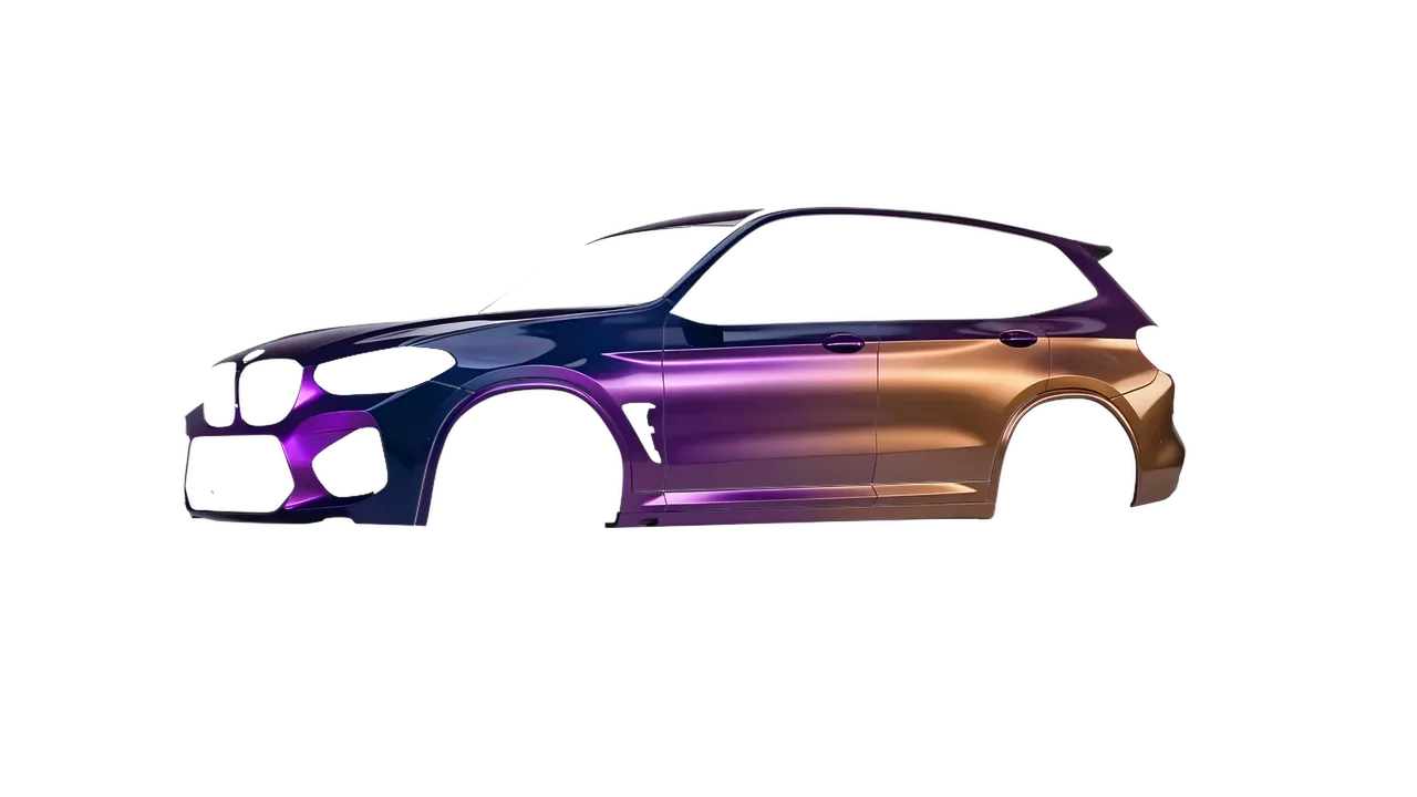 BMW X3 M 2023 wrapped in Gloss Flip Deep Space (3M GP278), front three-quarter view