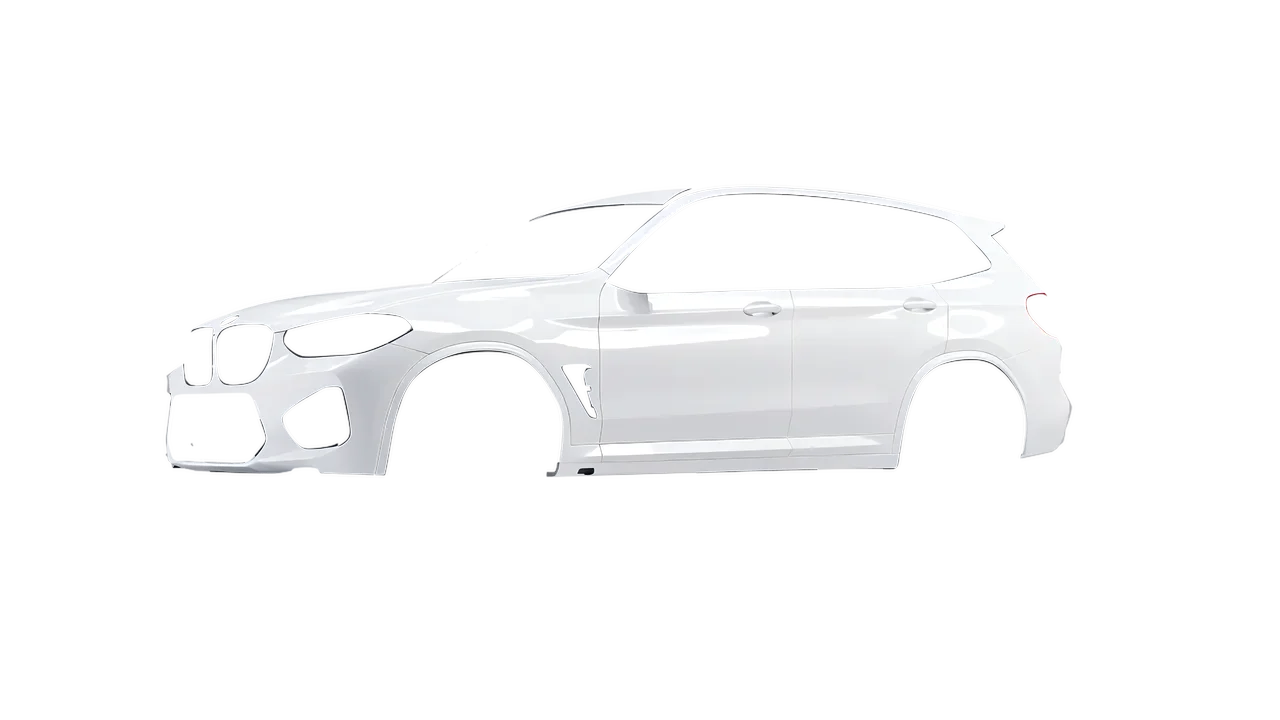 BMW X3 M 2023 wrapped in Gloss White (3M G10), front three-quarter view