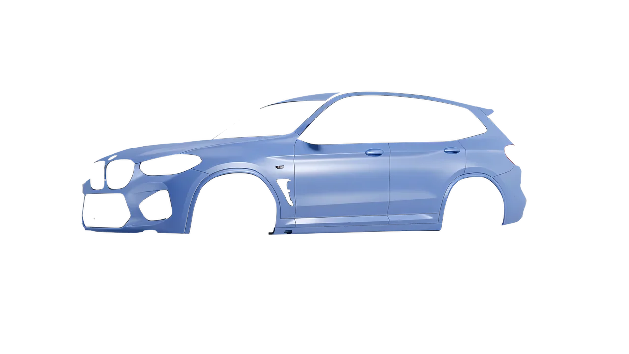 BMW X3 M 2023 wrapped in Dreamline Blue (Avery Dennison SW900-616-O), front three-quarter view