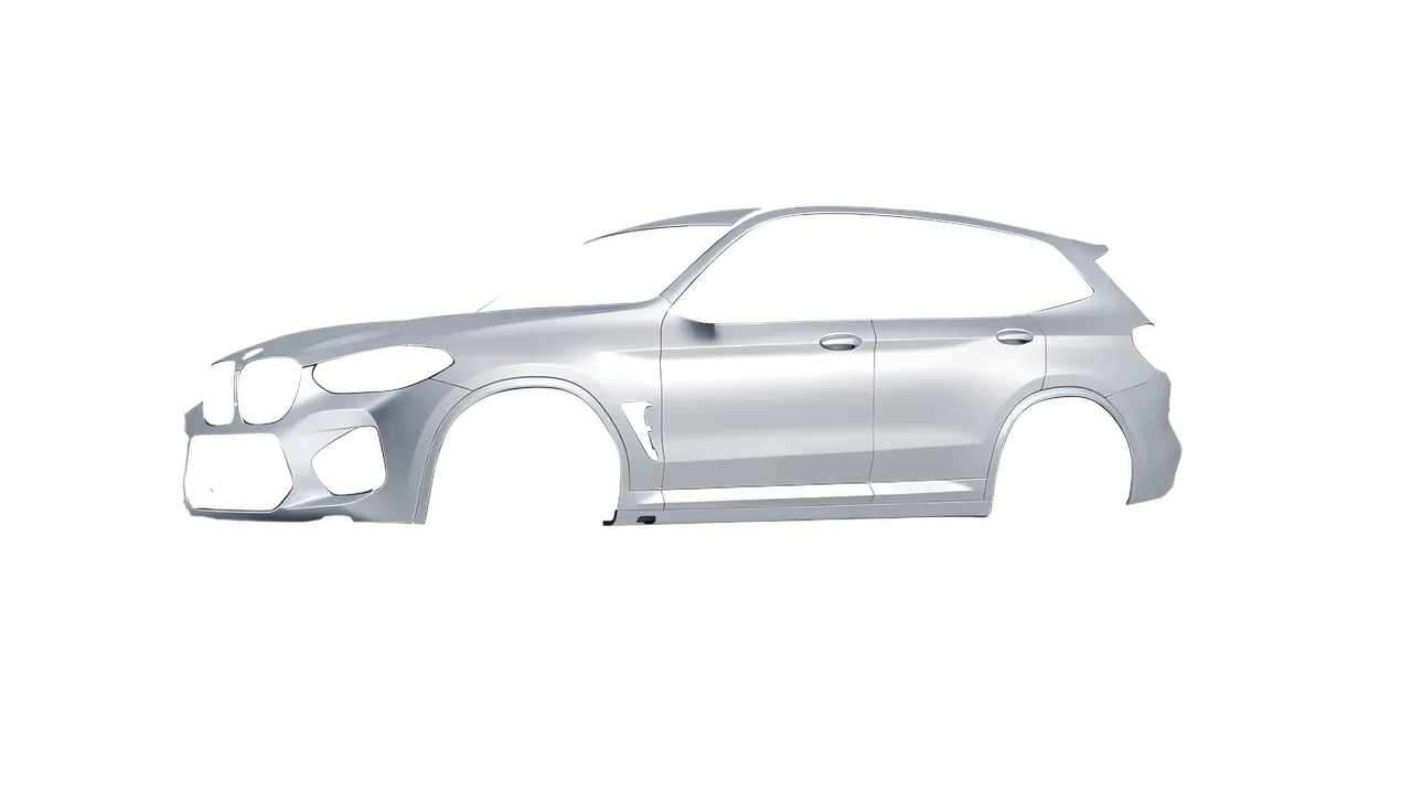 BMW X3 M 2023 wrapped in Matte Silver (3M M21), front three-quarter view