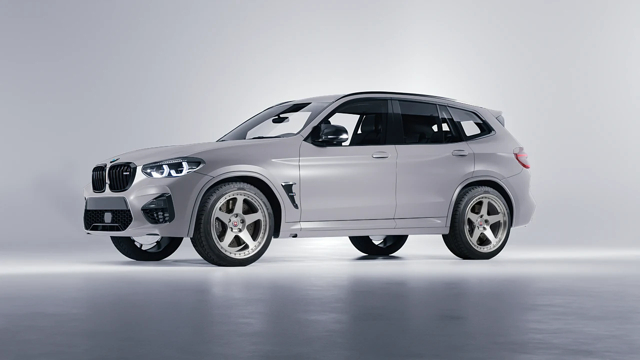 BMW X3 M 2023 on HRE Performance Wheels 305 forged wheels, front three-quarter view