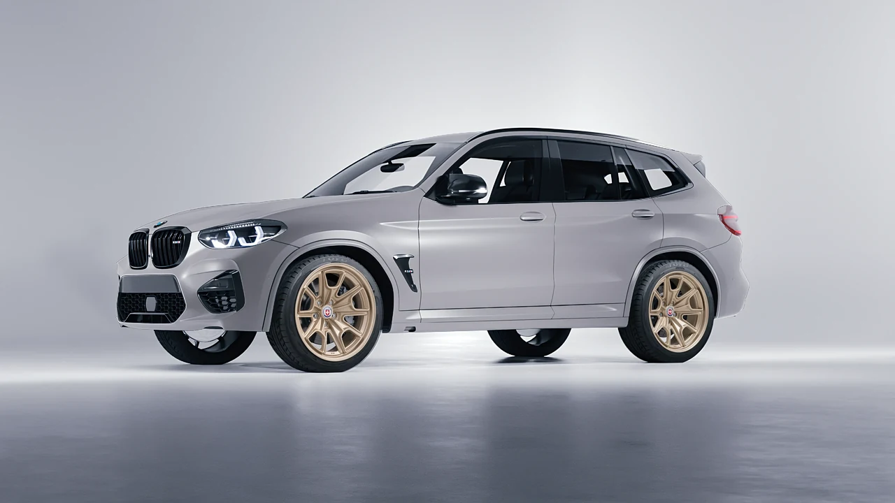 BMW X3 M 2023 on HRE Performance Wheels 427M forged wheels, front three-quarter view