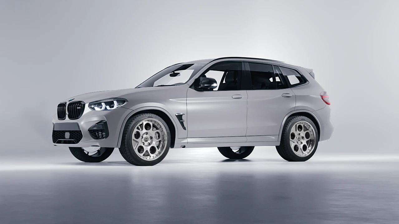 BMW X3 M 2023 on HRE Performance Wheels 454 forged wheels, front three-quarter view