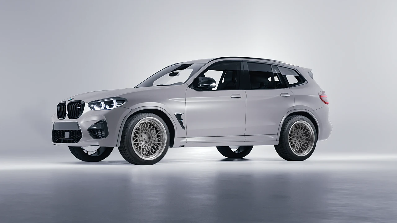 BMW X3 M 2023 on HRE Performance Wheels 501 forged wheels, front three-quarter view