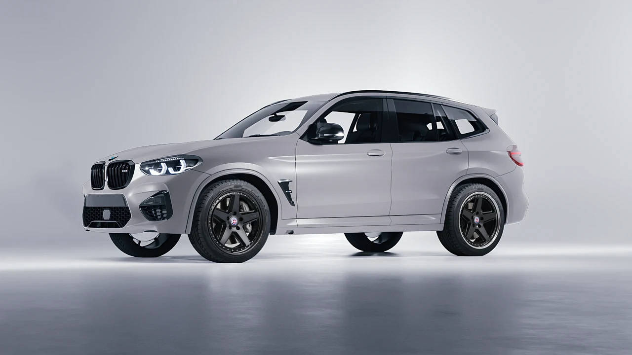 BMW X3 M 2023 on HRE Performance Wheels 517 forged wheels, front three-quarter view