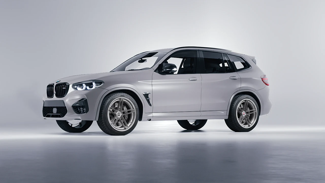 BMW X3 M 2023 on HRE Performance Wheels G-Code forged wheels, front three-quarter view