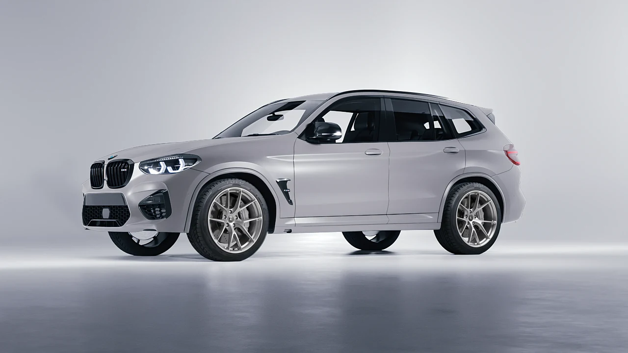 BMW X3 M 2023 on HRE Performance Wheels P101 forged wheels, front three-quarter view